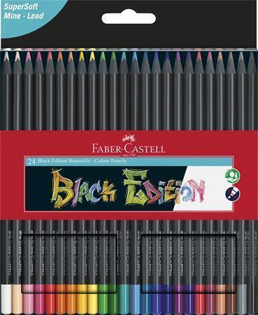 Barevné pastelky "Black Edition", 24 barev, trojhranné, FABER-CASTELL 116424