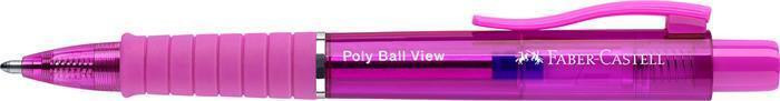 Kuličkové pero "Poly Ball View Aurora", modrá, 1 mm, XB, tělo fuchsiová, FABER-CASTELL 145768