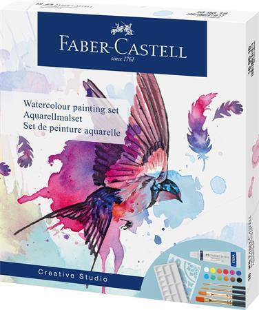 Akvarelové barvy včetně příslušenství "Creative Studio", 12 barev, 18 ks, sada, FABER-CASTELL 169618