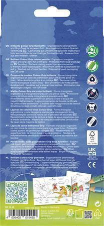 Barevné pastelky "Grip", 13 barev, trojhranné, dinosaurus, FABER-CASTELL 201545