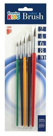 Sada štětců, 5ks, č. 2-4-6-8-10, dřevěné, ICO "Creative Kids"