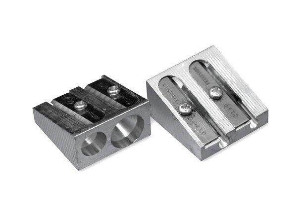 Ořezávátko na dvě tužky, se zásobníkem na odpad, kovové, ICO "Kum"