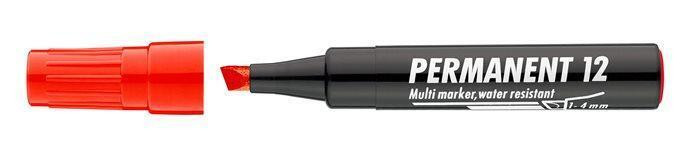Permanentní popisovač "Permanent 12", červená, 1-4mm, klínový hrot, ICO