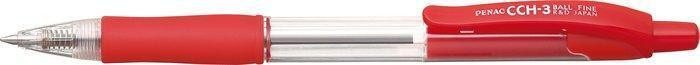 Kuličkové pero "CCH3", červená, 0,7mm, stiskací mechanismus, PENAC