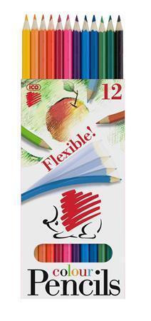 Barevné pastelky "Ježek", 12 barev, šestihranné, ohebné, ICO 7140114003