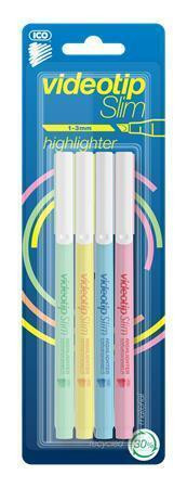 Zvýrazňovač "Videotip Slim", 4 pastelové barvy, 1-3 mm, ICO 9580121004