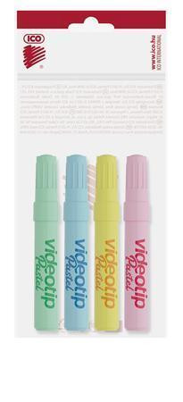 Zvýrazňovač "Videotip", 4 pastelové barvy, ICO