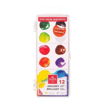 Vodové barvy, 12ks, 22,5 mm, KOH-I-NOOR "Brillant"