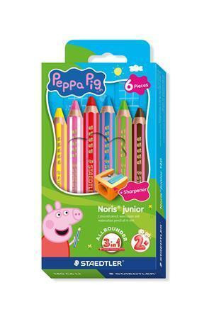 Barevné pastelky "Noris junior 140", 6 barev, 3v1, edice Peppa Pig, šestihranné, STAEDTLER 140 C6 L1