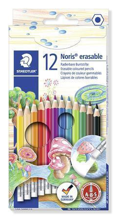 Barevné pastelky s gumou "Noris Club", 12 barev, sada, šestihranné, STAEDTLER