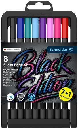 Kuličkové pero "Slider Edge XB Black Edition", 8 barev, 0,7 mm, s uzávěrem, SCHNEIDER 152292