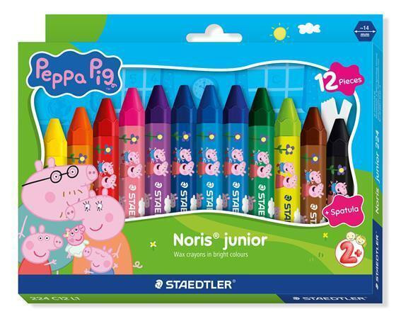 Voskovky "Noris Junior 224", 12 barev, jumbo, edice Peppa Pig, šestihranné, STAEDTLER 224 C12 L1