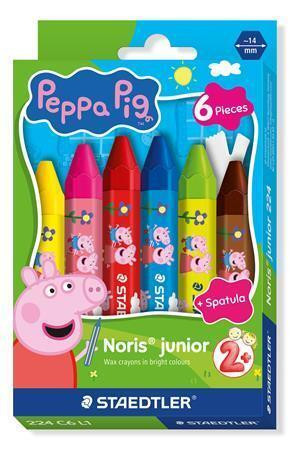 Voskovky "Noris Junior 224", 6 barev, jumbo, edice Peppa Pig, šestihranné, STAEDTLER 224 C6 L1