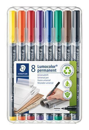 Permanentní popisovače "Lumocolor 318 F", 8 barev, 0,6mm, OHP, STAEDTLER