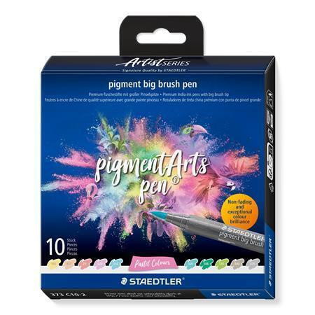 Štětcové fixy "Pigment big brush 373", 10 pastelových barev, sada, STAEDTLER 373 C10-2