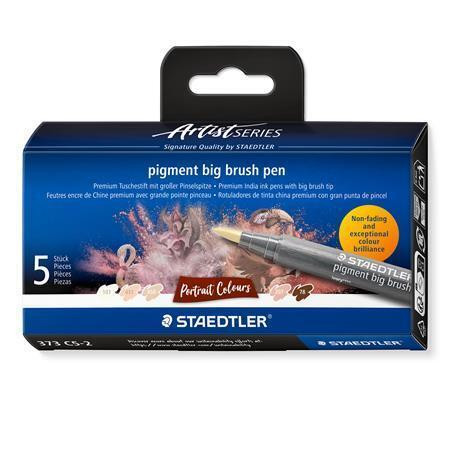 Štětcové fixy "Pigment big brush 373", 5 portrétních barev, sada, STAEDTLER 373 C5-2