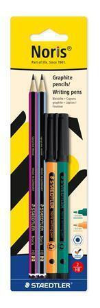 Grafitová tužka "Noris colour edition set", 2 ks+oranžový a zelený fix, HB, sada, STAEDTLER 61 BK4-2