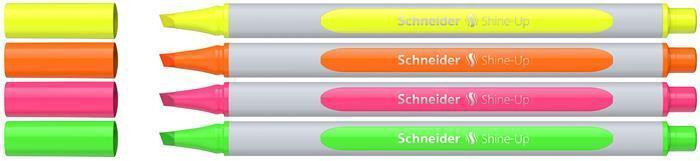 Zvýrazňovač "Shine-Up", 4 barvy, sada, 1-4 mm, trojhranné, SCHNEIDER 112094