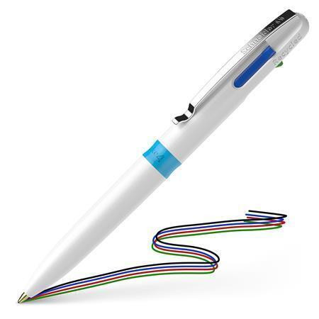 Kuličkové pero "Také 4", bílá, 0,5 mm, stiskací mechanimus, 4-barevné, SCHNEIDER 138049