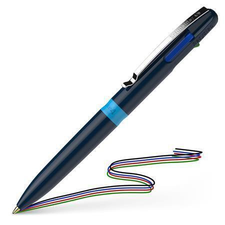Kuličkové pero "Take 4", tmavě modré, 0,5 mm, stiskací mechanismus, 4-barevné, SCHNEIDER 138003