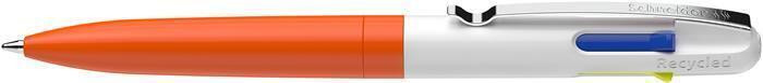 Kuličkové pero "Take 4 neon", oranžovo-bílá, 0,5 mm, stiskací mechanismus, 4-barevné, SCHNEIDER 1381