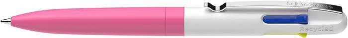 Kuličkové pero "Take 4 neon", růžovo-bílá, 0,5 mm, stiskací mechanismus, 4-barevné, SCHNEIDER 138129