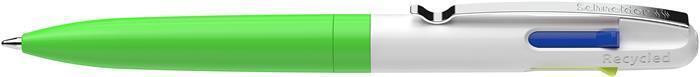 Kuličkové pero "Take 4 neon", zeleno-bílá, 0,5 mm, stiskací mechanismus, 4-barevné, SCHNEIDER 138124