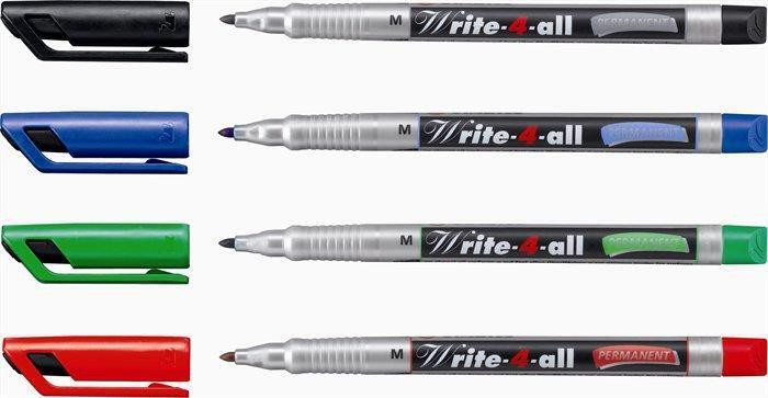 Permanentní popisovač "Write-4-all", černá, 1mm, kuželový hrot, STABILO