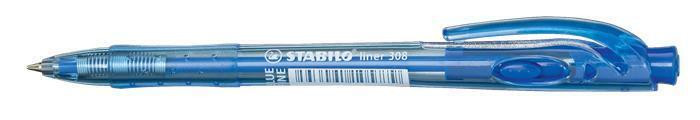 Kuličkové pero "Liner 308", modrá, 0,3mm, stiskací mechanismus, STABILO