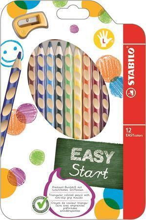 Barevná pastelka "Easycolours", HB, trojhranná, pro leváky, 12ks/bal., STABILO
