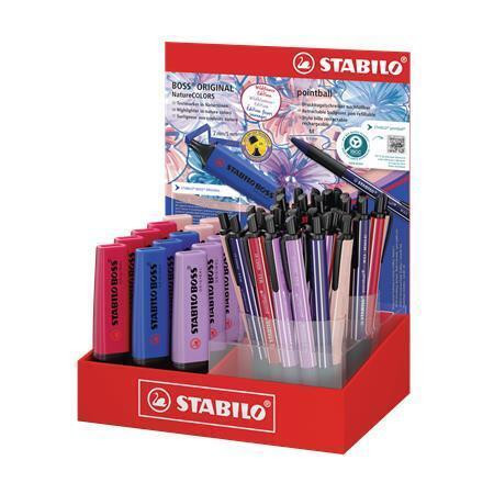 Zvýrazňovač a kuličkové pero "NatureCOLORS Wildflower“, displej/53 ks, různé barvy, STABILO 6034-70/