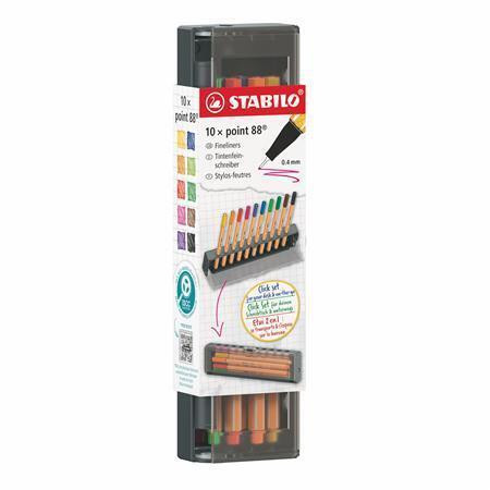 Liner "Point 88", 10 barev, 0,4 mm, sada na stůl, STABILO 8810-5