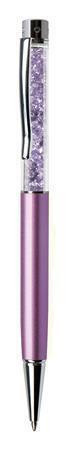 Kuličkové pero SWAROVSKI® Crystals, purpurová, purpurové krystaly v horní části pera, 14 cm, ART CRY