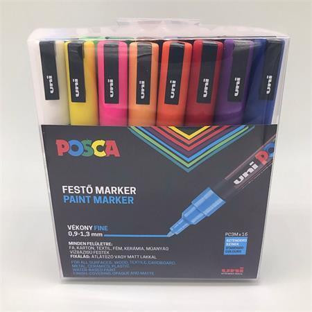 Akrylový popisovač "Posca PC-3M", sada, 16 barev, 0,9-1,3 mm, UNI 2UPC3M16DB