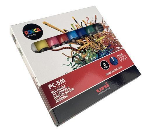 Akrylové popisovače "Posca PC-5M", 8 ks, 1,8-2,5 mm, UNI