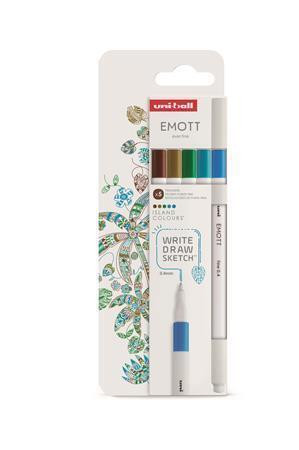 Fineliner "Emott Island", 5 různých barev, 0,4 mm, UNI 302422262