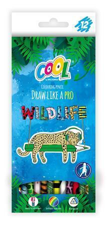 Sada barevných pastelek "Wildlife", 12 různých barev, trojúhelníkový tvar, COOL BY VICTORIA