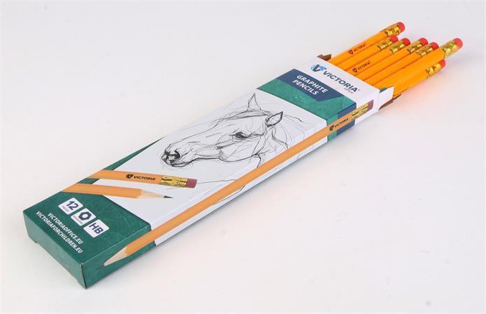 Grafitová tužka s gumou "100", HB, šestihranná, VICTORIA