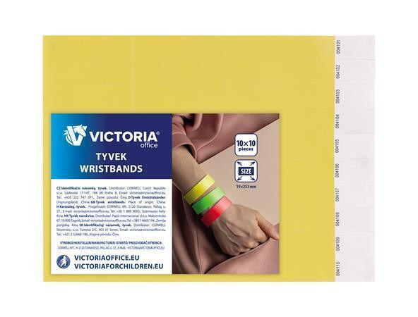 Identifikační náramky, 3/4", neon žlutá, tyvek VICTORIA