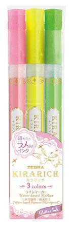 Sada zvýrazňovačů "Kirarich", 3 barvy, 3,5 mm, klínový hrot, ZEBRA 8116