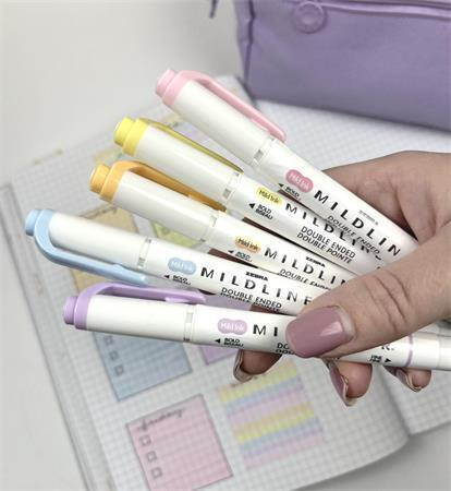 Sada zvýrazňovačů "Mildliner Highlighter", 5 pastelových barev, 1,4 - 4 mm, oboustranný, ZEBRA 78705