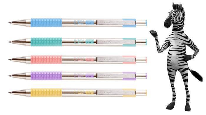 Kuličkové pero "F 301", modrá, 0,24 mm, fialové tělo z nerezové oceli, ZEBRA 90708