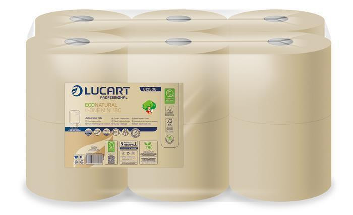 Toaletní papír "EcoNatural" L-One mini 180", havanna hnědá, 2-vrstvý, 180 m, LUCART 812506