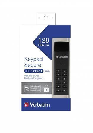 USB flash disk "Keypad Secure", USB 3.0, 128GB, šifrovaný heslem, 160/150Mb/s, VERBATIM