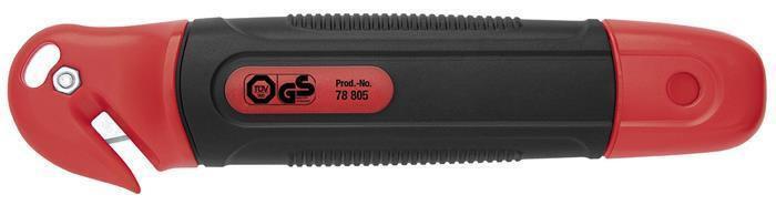 Odlamovací nůž "Safety", červená/černá, 18 mm, s řezačkou fólii, WEDO