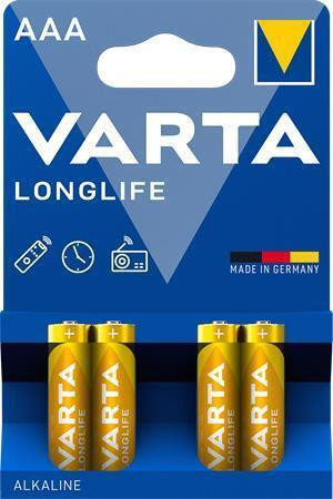 Baterie, AAA (mikrotužková), 4 ks v balení, VARTA  "Longlife Extra"