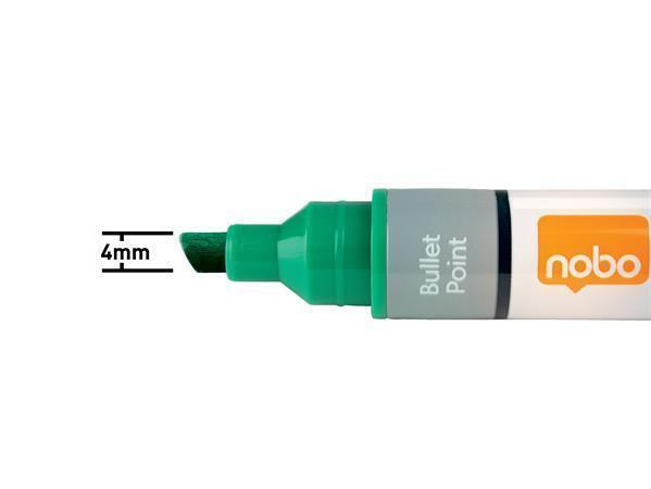 Popisovač na tabule a flip chart, zelená, 4 mm, zkosený hrot, 10 ks, NOBO 1915385