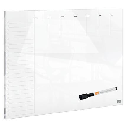 Plánovací tabule "Home", skleněná, týdenní, nástěnná/ na stůl, 43 x 56 cm, NOBO 1915602