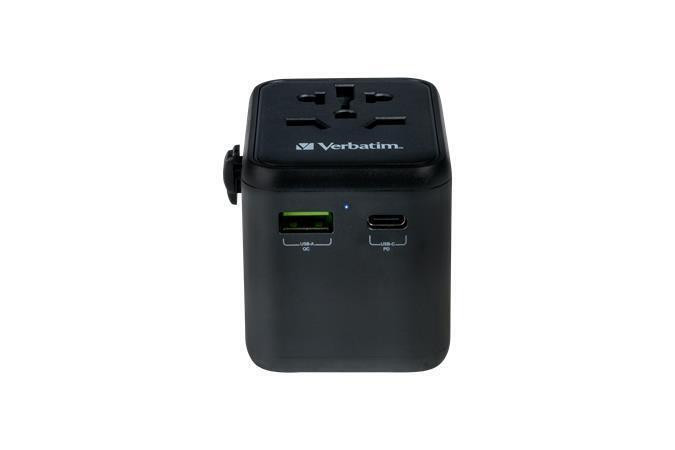 Cestovní adaptér "UTA-02", univerzální, USB-A (QC 3.0) / USB-C (PD20W) 2x USB, VERBATIM 49544