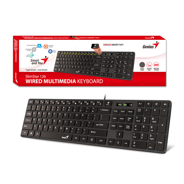 Genius SlimStar 126 COPILOT klávesnice drátová (USB) CZ/SK, černá
